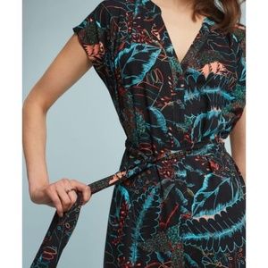 Maeve Geoscope Jumpsuit Black w/ Botanical Print S